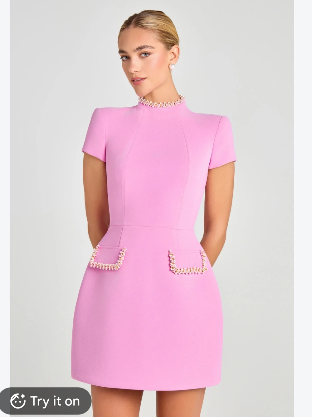 Nadine Merabi 🔥 Simone Embellished Funnel Neck Minidress
